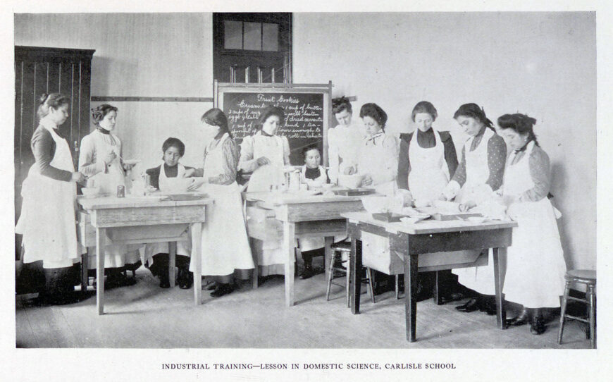 Domestic science class at the Carlisle Indian Industrial School, c. 1911 (Carlisle Indian School Digital Resource Center)