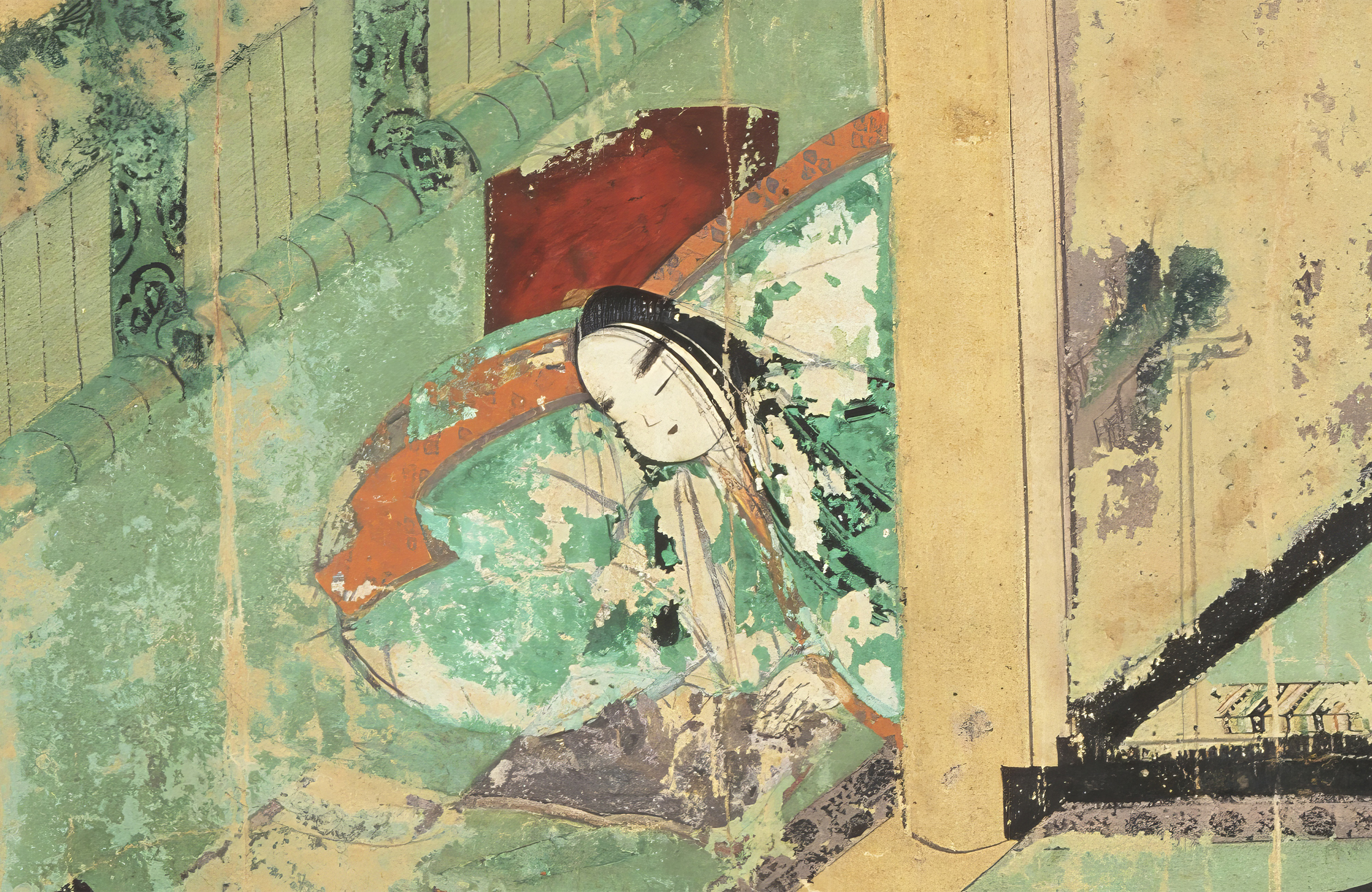 Illustrated scroll from the <em>Tale of Genji</em>