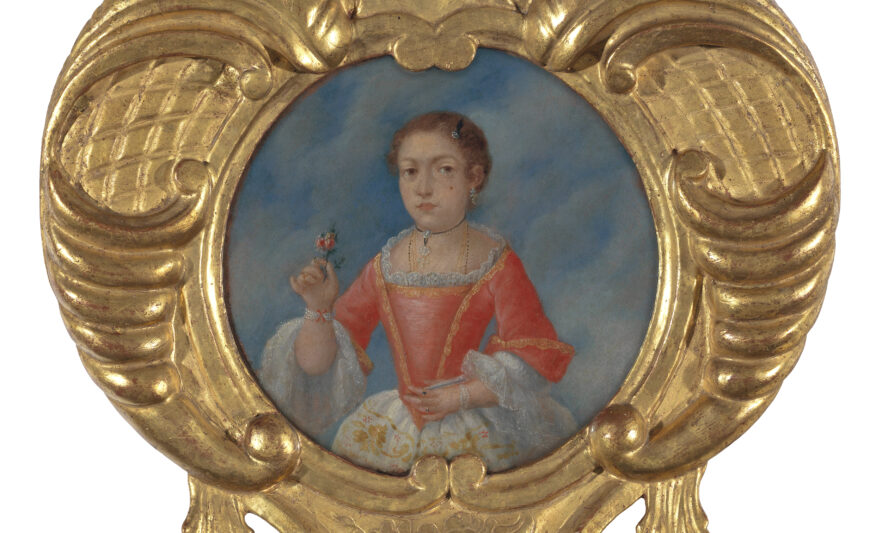 Petronila Méndez (detail), Diego Antonio de Landaeta, Portrait of Petronila Méndez, 1763 (Caracas, Venezuela), oil on panel, 6.5 x 7 5/8 inches (Collection of the Carl & Marilynn Thoma Foundation)