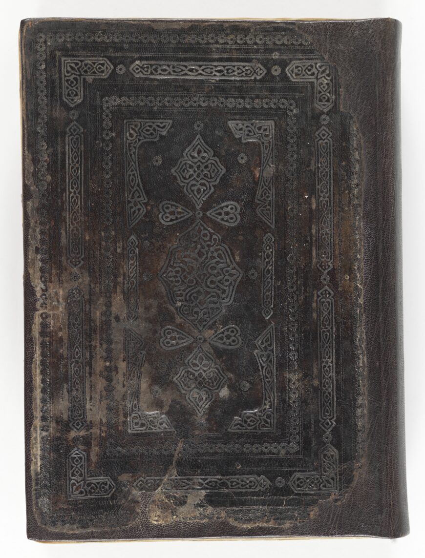 Unidentified artist, Qur’an cover, between the second half of the 18th century and first half of the 19th century (Swahili people, Siyu, Kenya), 26.5 x 20.3 x 7.6 cm (Fowler Museum at UCLA, X90.184A, B. Gift of the The Jerome L. Joss Collection; image © Fowler Museum at UCLA, photo: Don Cole, 2019)