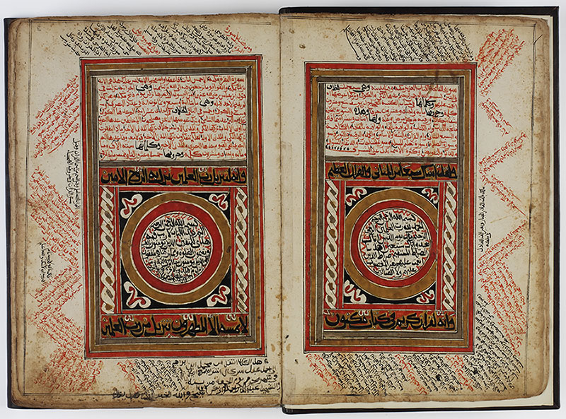 Opening pages, Qur’ān manuscript, completed on šawwāl 1162/September or October 1749 (Harar, Ethiopia), copied by ḥāğğ Sa‘d ibn Adish Umar Din (Khalili Collection, London)