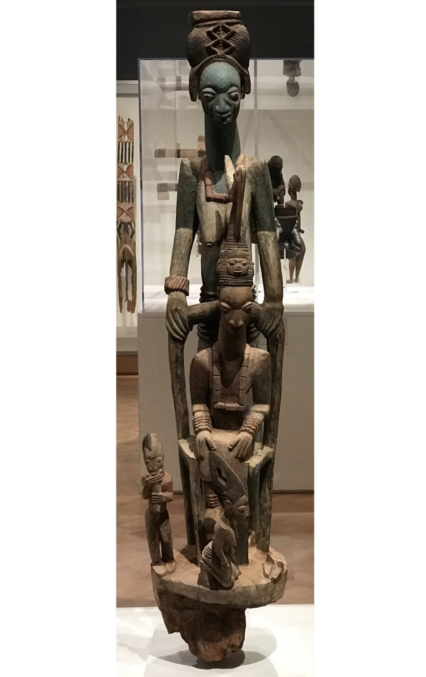 Olowe of Ise, Veranda Post of Enthroned King and Senior Wife, early 20th century, wood and pigment (Art Institute of Chicago; photo: Dr. Delinda Collier, CC BY-NC-ND 4.0)