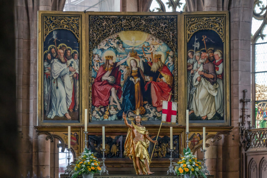 Hans Baldung (Grien), Freiburg Altarpiece (open to the Coronation of the Virgin surrounded by two panels depicting the apostles), 1516, 253 x 232.4 cm (Freiburg im Breisgau Münster; photo: Steven Zucker, CC BY-NC-SA 2.0)
