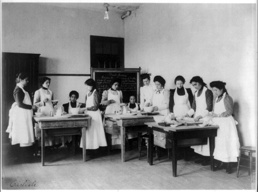 Domestic science class at the Carlisle Indian Industrial School, c. 1903 (Library of Congress, Washington, D.C.)