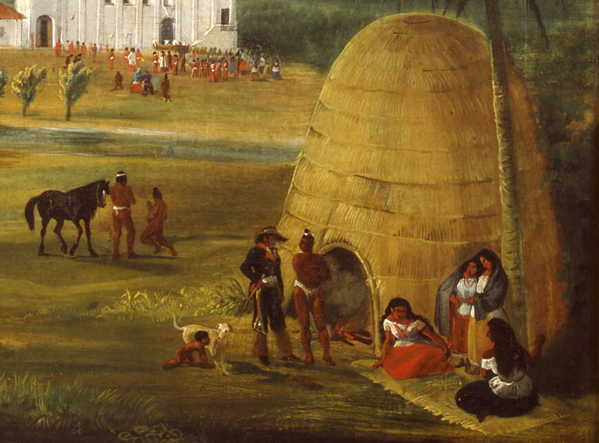 Kiiy (detail), Ferdinand Deppe, The Mission of San Gabriel, Alta California in May 1832, oil on canvas, 42 3/4 x 33 1/2 inches (collection of Santa Bárbara Mission Archive-Library)