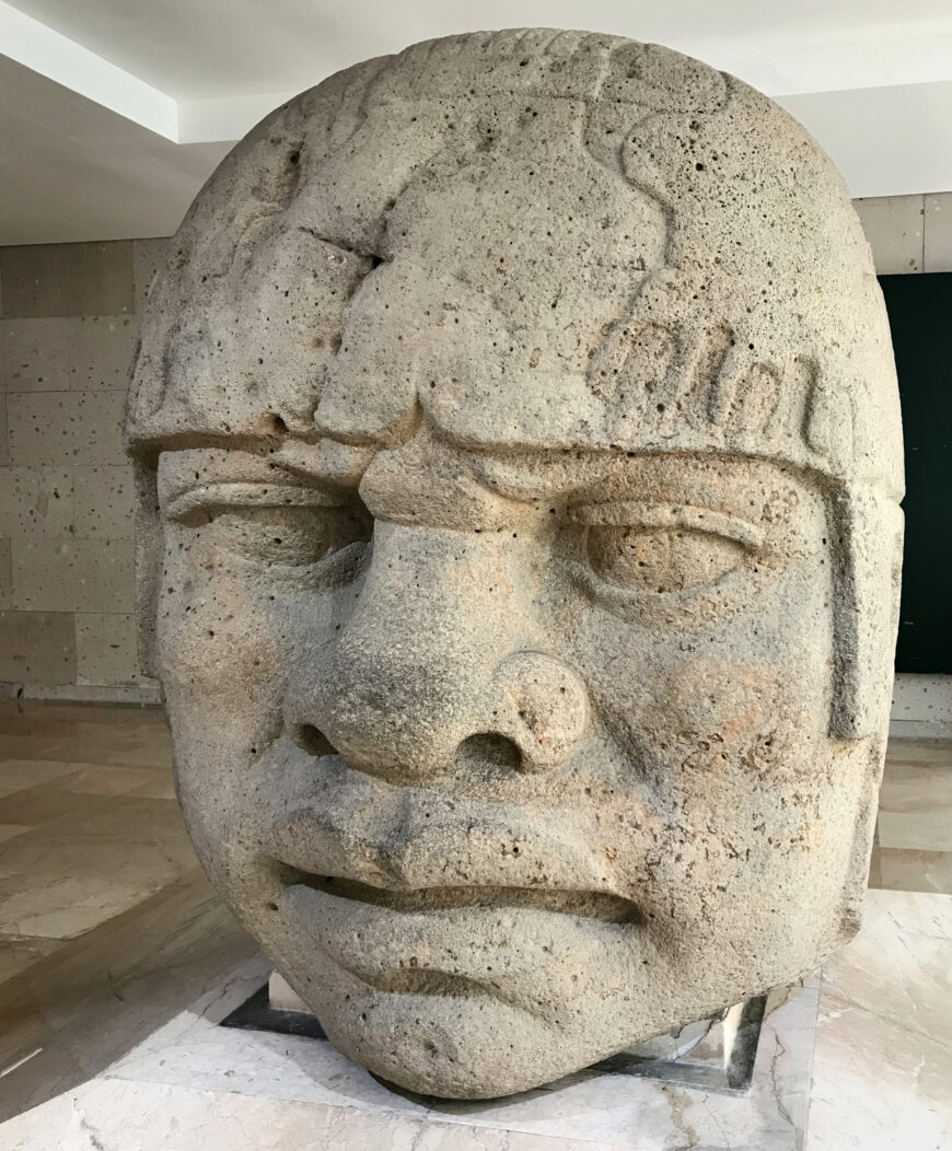 San Lorenzo Head 5, before 900 B.C.E. (Olmec), basalt, 1.86 x 1.47 x 1.15 m (Museo de Antropología de Xalapa)