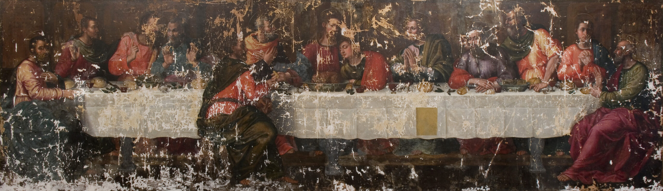 Plautilla Nelli, The Last Supper (before 2019 restoration), c. 1568, oil on canvas, 200 x 700 cm (Santa Maria Novella Museum, Florence)