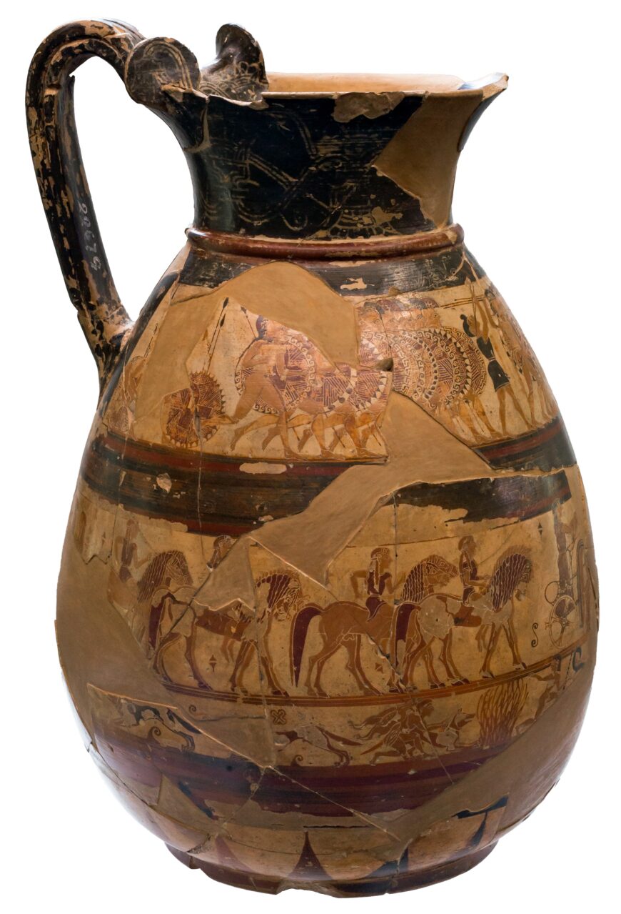 The Chigi Painter, The Chigi Vase, c. 640 B.C.E., ceramic, 26 cm high (Villa Giulia, Rome; photo: ArchaiOptix, CC BY-SA 4.0)