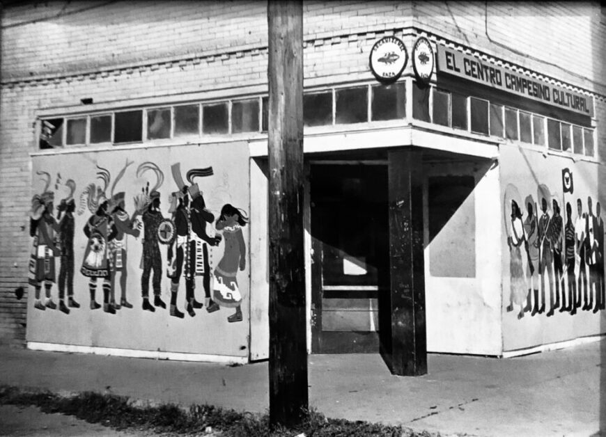 Antonio Bernal, Del Rey Mural, El Teatro Campesino, Del Rey, California, 1968, paint on plywood (El Teatro Campesino Archives) © Antonio Bernal