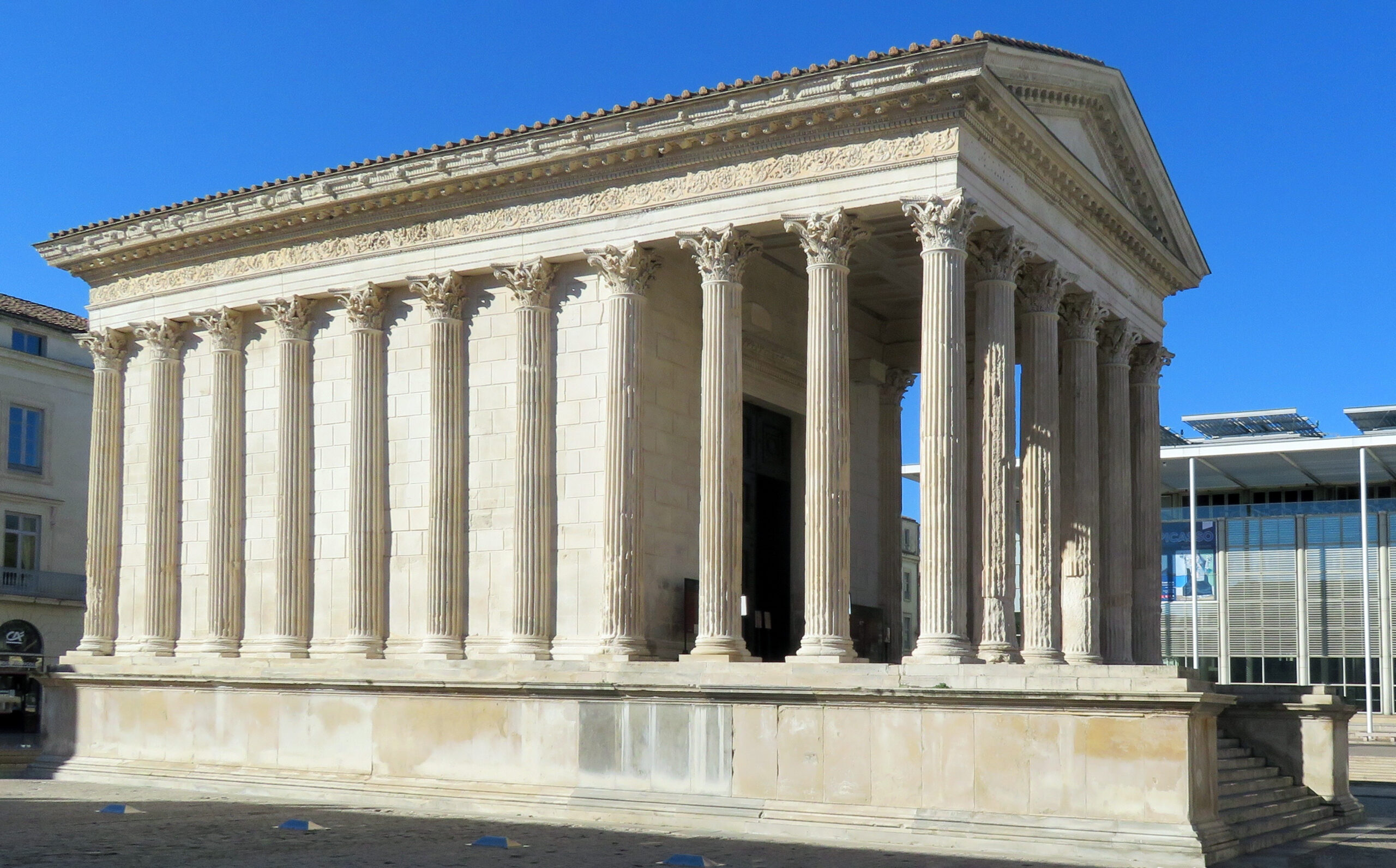 The Maison Carrée was listed as a UNESCO World Heritage Site in 2023. Maison Carrée, Nîmes, Provence, c. 4–7 C.E., 26.42 x 2.85 x 13.54 m (photo: Dr. Kimberly Cassibry, CC BY-NC-SA 4.0)