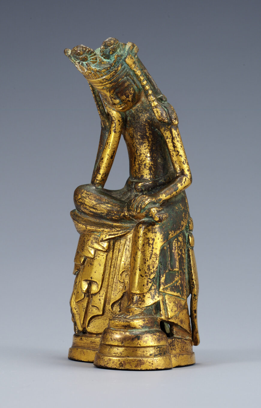 Pensive Bodhisattva, Three Kingdoms period gilt-bronze, 17.1 cm high (National Museum of Korea, Seoul)