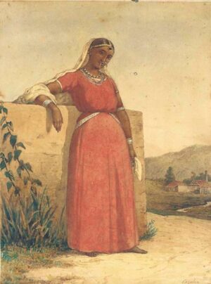 Michel-Jean Cazabon, Mookta, Female Labourer, on the Garden Estate property of Alex Gray Esquire, Trinidad, watercolor on paper, 29.2 x 22 cm (private collection)