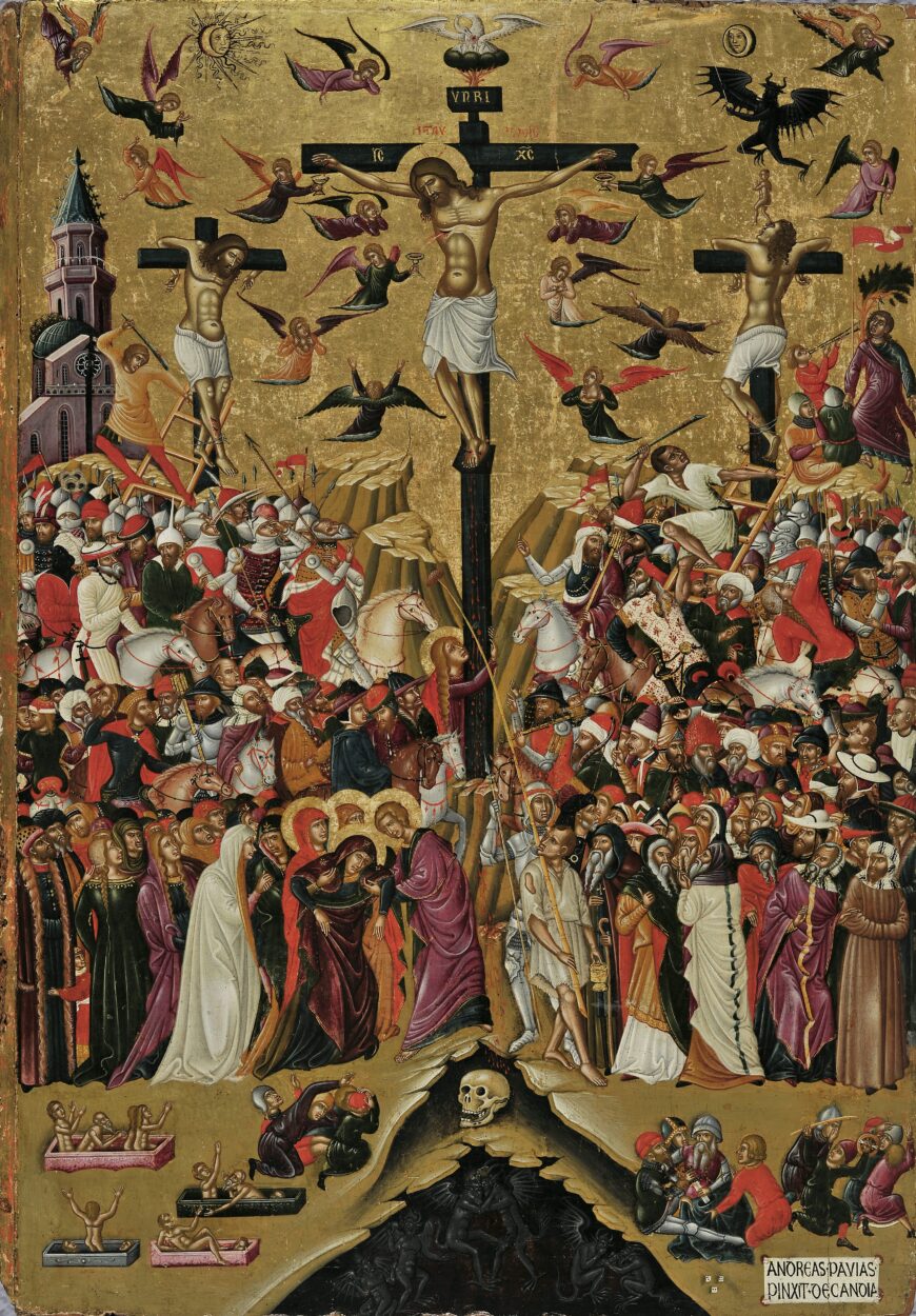 Andreas Pavias, Crucifixion icon, 15th century, tempera on wood (National Gallery of Athens)
