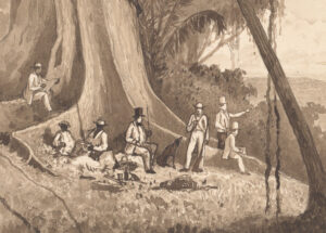 Seven figures (detail), Michel-Jean Cazabon, Cedar Point, Mount Tamana, 1851 (Yale Center for British Art, Paul Mellon Collection, New Haven)