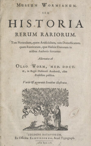 Title page, Olaus Worm, Museum Wormianum (Leiden: Isaac Elzevier, 1655) (Smithsonian Libraries, Washington, D.C.)