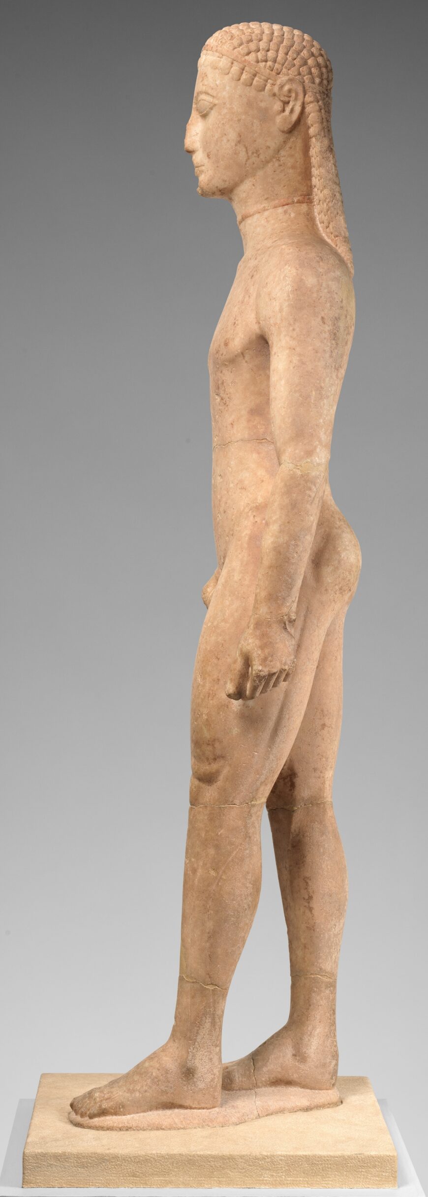 New York Kouros, c. 600–580 B.C.E., marble, 6 feet 4 inches high (The Metropolitan Museum of Art, New York)