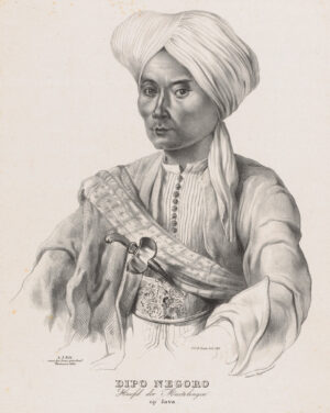 Carel Christiaan Antony Last, after Adrianus Johannes Bik, Portrait of Diponegoro (Dipo Negoro, Head of Mutineers in Java), 1835, print on paper, 49 x 35 cm (Rijksmuseum, Amsterdam)