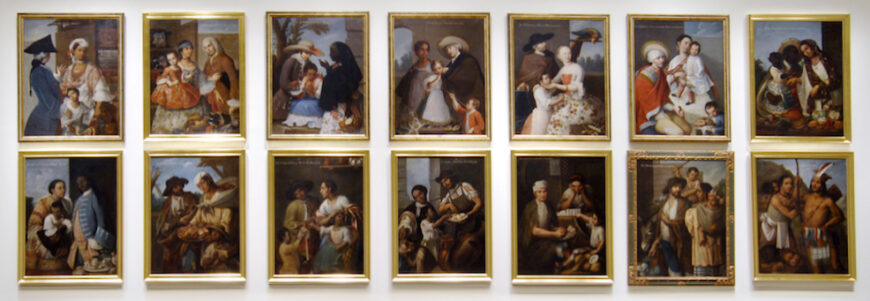 Miguel Cabrera, set of casta paintings (14 shown of 16 total), 1763, oil on canvas (various collections)