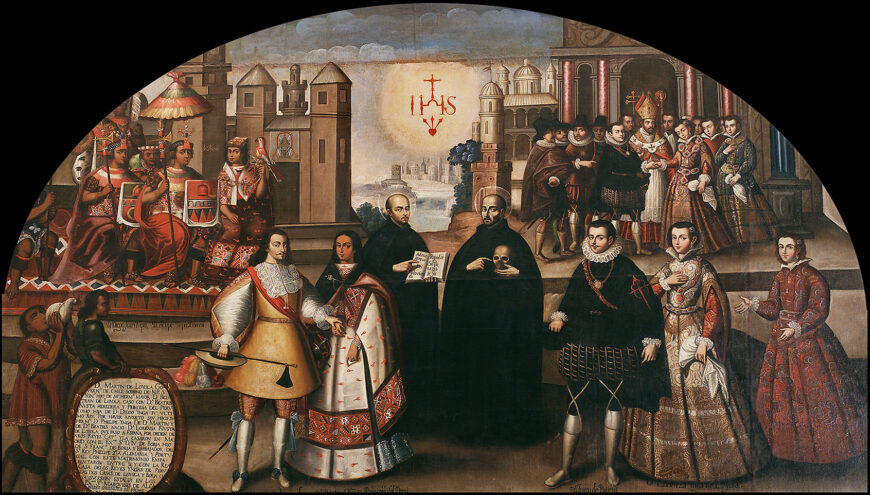 Union of the Inka Royal Family with the Houses of Loyola and Borgia, 1750–1800, oil on canvas (Church of the Compañía, Cuzco)