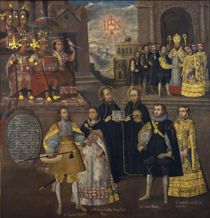 Union of the Inka Royal Family with the Houses of Loyola and Borgia, 1718, oil and gold on canvas, 175.2 x 168.3 cm (Museo Pedro de Osma, Lima)