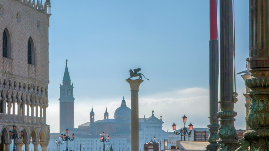 Lion of Venice, Piazzetta San Marco, Venice, erected in the 12th or 13th centuries (photo: Steven Zucker, CC BY-NC-SA 2.0)