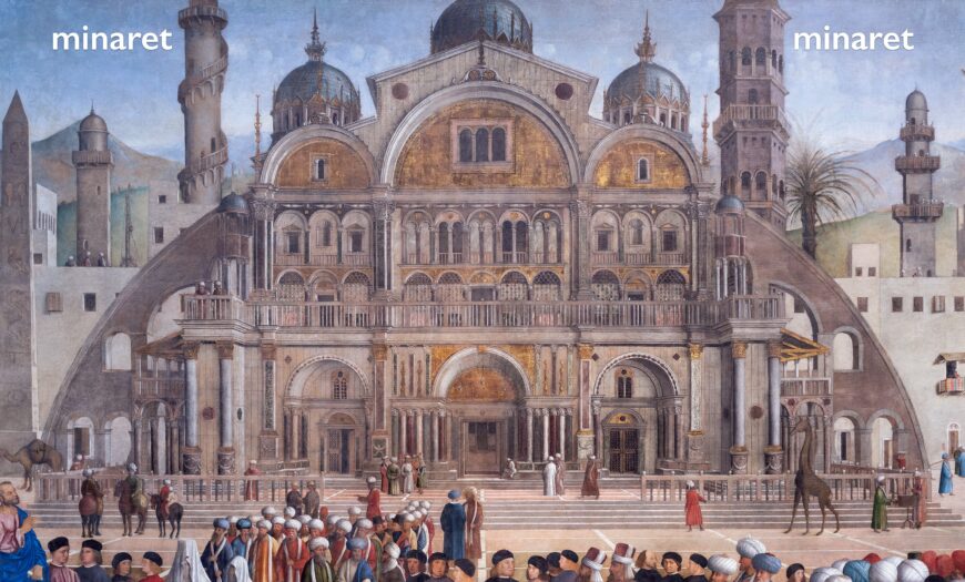 Architecture (detail), Gentile Bellini (completed by Giovanni Bellini), Saint Mark Preaching in Alexandria, 1504–07, oil on canvas, 347 x 770 cm (Pinacoteca di Brera, Milan)