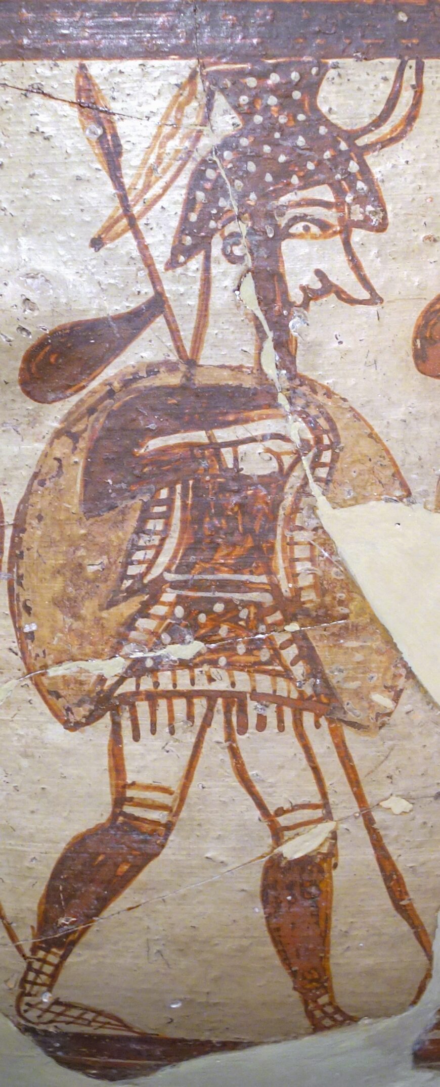 Soldier on front of Warrior Krater (detail), c. 1200–1100 B.C.E., ceramic (National Archaeological Museum, Athens; photo: Steven Zucker, CC BY-NC-SA 2.0)