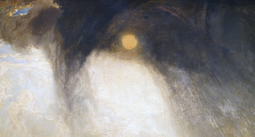 Swirling snowstorm meant to evoke the sublime (detail), Joseph Mallord William Turner, Snow Storm: Hannibal and his Army Crossing the Alps, exhibited 1812, oil on canvas, 146 x 237.5 cm (Tate Britain, London; photo: Steven Zucker, CC BY-NC-SA 2.0)