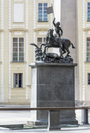 Martin and George of Kolozsvár, Saint George (replica), 1373, bronze, 196 cm high (Prague Castle; photo: Jacek Halicki, CC BY-SA 4.0)