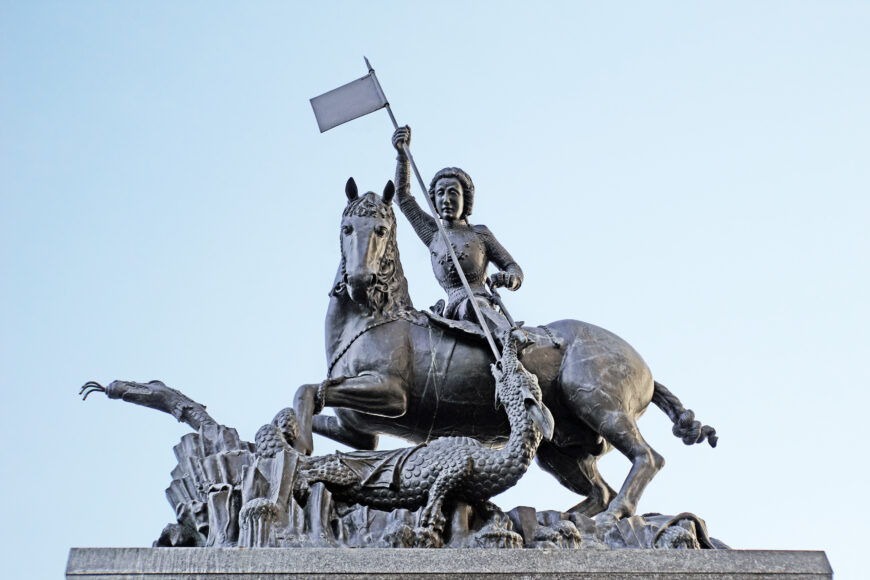 Martin and George of Kolozsvár, Saint George (replica), 1373, bronze, 196 cm high (Prague Castle; photo: Dennis Jarvis, CC BY-SA 2.0)