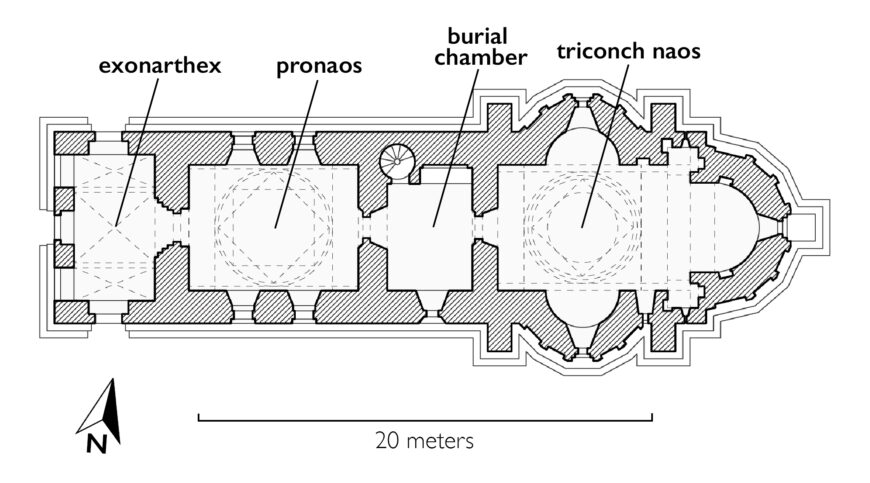 Plan for the Church of the Annunciation, Moldovița Monastery, Moldavia, modern Romania, 1532–37 (source: Richard Thomson)