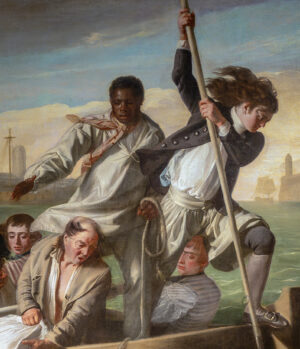 Man with boat hook and African American figure (detail), John Singleton Copley, Watson and the Shark, 1778, oil on canvas, 182.1 x 229.7 cm (National Gallery of Art, Washington, D.C.; photo: Steven Zucker, CC BY-NC-SA 2.0)