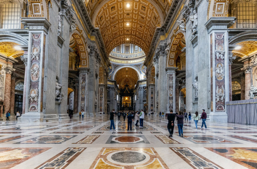 Nave, numerous architects, Saint Peter's Basilica, Vatican City, begun 1506, completed 1626 (photo: Steven Zucker, CC BY-NC-SA 2.0)