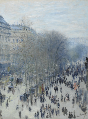 Claude Monet, Le Boulevard des Capucines, 1873–74, oil on canvas, 80.3 x 60.3 cm (Nelson-Atkins Museum of Art, Kansas City)