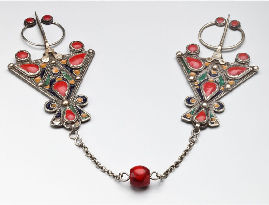 Kabyle fibulae (brooches), late 19th–early 20th century, silver, enamel, and coral (The Newark Museum of Art)