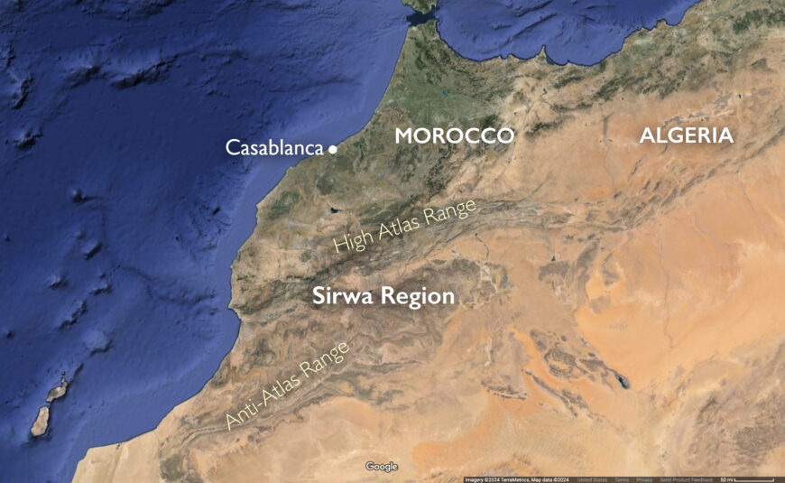 Map showing the Sirwa region in Morocco (underlying map © Google)