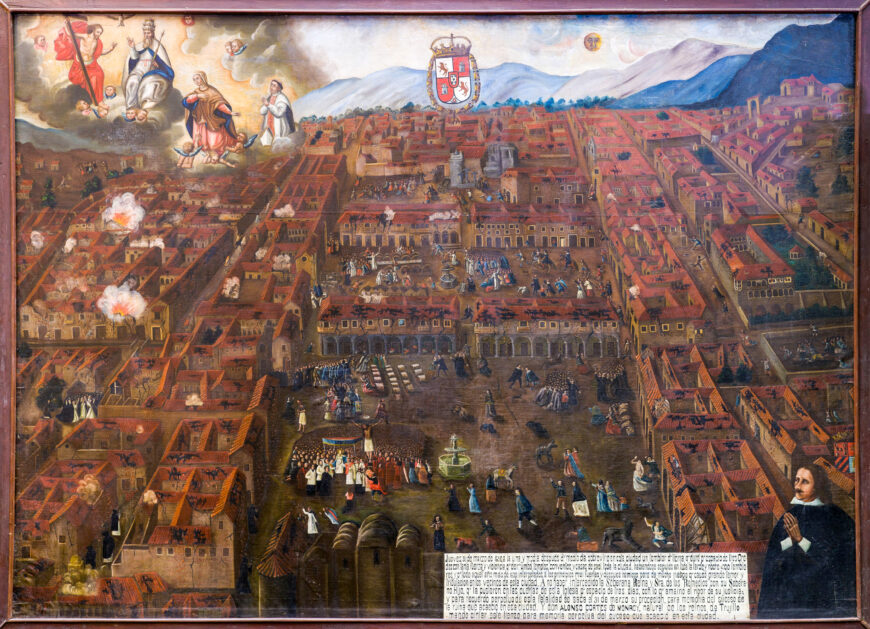 Ex-voto of Cuzco’s 1650 Earthquake, 1651, oil on canvas, 3.34 x 4.62 m (Cathedral of Cuzco; photo: Raul Montero)