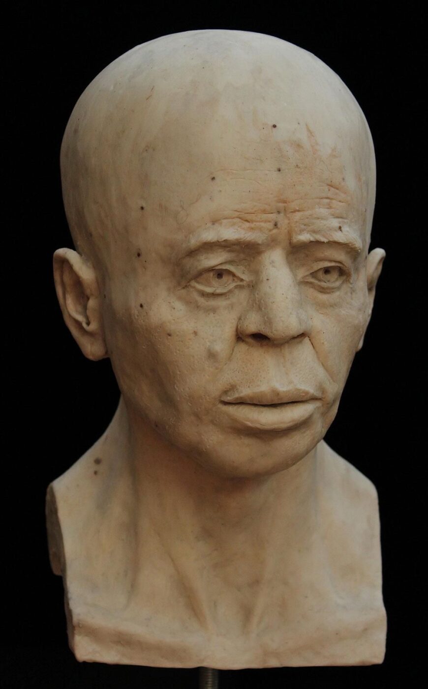 The final reconstruction of the person portrayed in Jericho Skull. © The Trustees of the British Museum. Photo by RN-DS partnership.