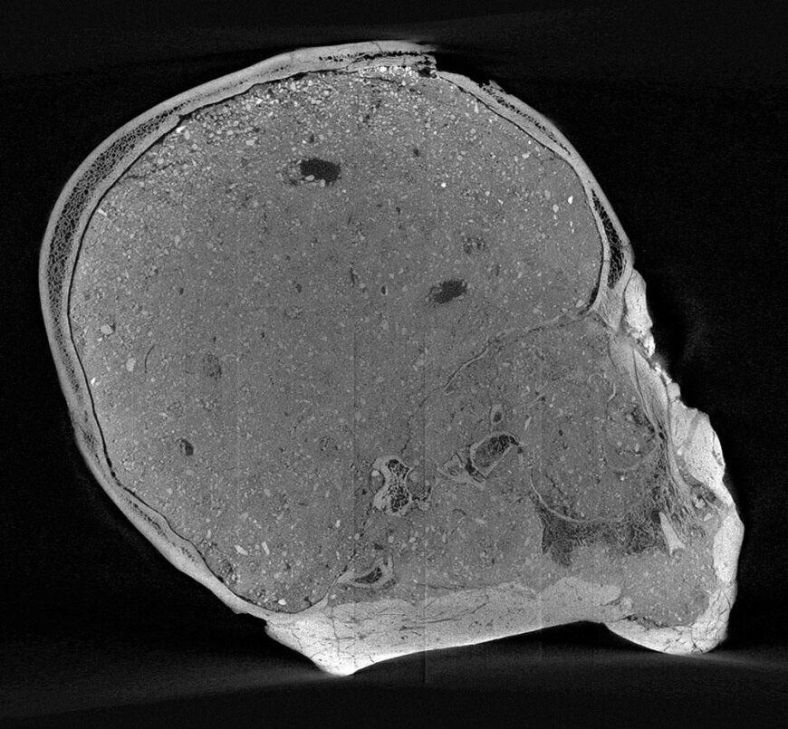 A Micro-CT scan of the Jericho skull showing its interior