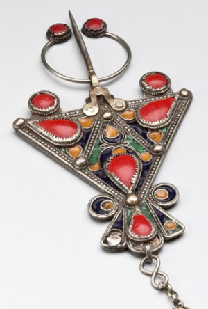 Pendant (detail), Kabyle fibulae, late 19th–early 20th century, silver, enamel, and coral (The Newark Museum of Art)