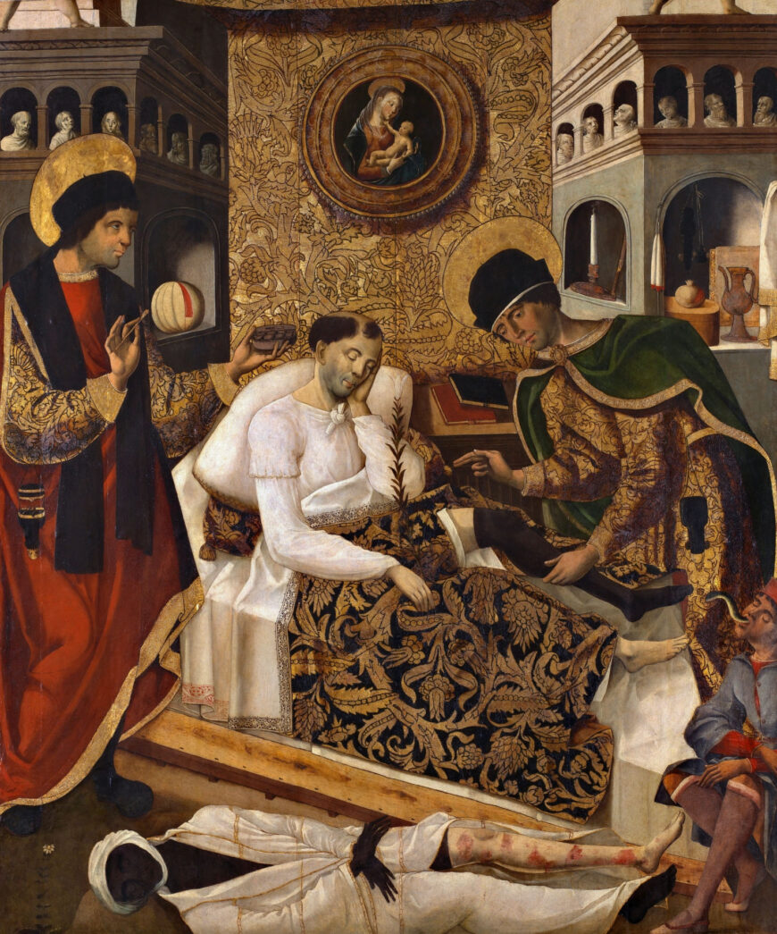 Fernando del Rincon, Miracles of the Doctor Saints Cosmas and Damian, c. 1510, oil on panel, 188 x 155 cm (Museo del Prado, Madrid)