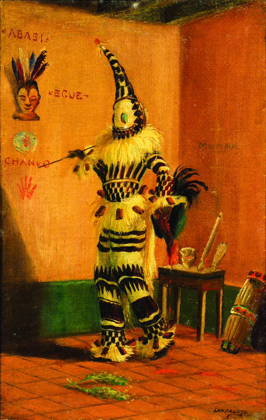 Víctor Patricio Landaluze, Diablito Mongo, 19th century, oil on canvas, 28 x 10 cm (Museo Nacional de Bellas Artes de Cuba, Havana)