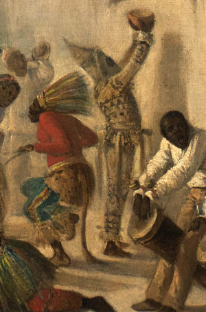 The diablito in the center (detail), Víctor Patricio Landaluze, Three Kings Day in Havana, 19th century, oil on canvas, 51 x 61 cm (Museo Nacional de Bellas Artes de Cuba, Havana)