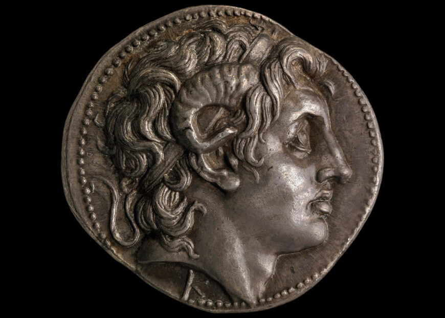 Coin with head of Alexander the Great, 305–281 B.C.E., silver, 17.25 grams (© The Trustees of the British Museum, London)