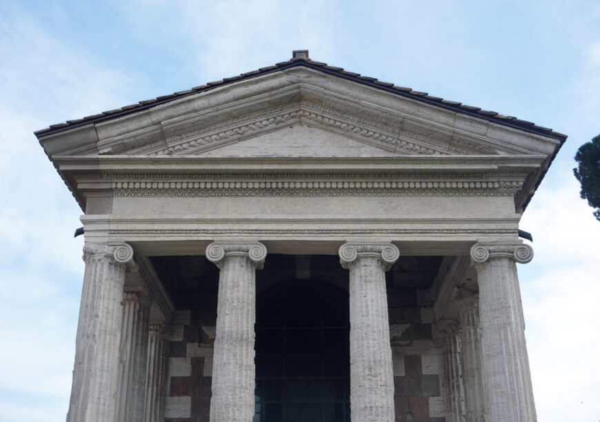 Temple of Portunus (formerly known as Fortuna Virilis), travertine, tufa, and stucco, c. 120-80 B.C.E., Rome (photo: Steven Zucker, CC BY-NC-SA 2.0)
