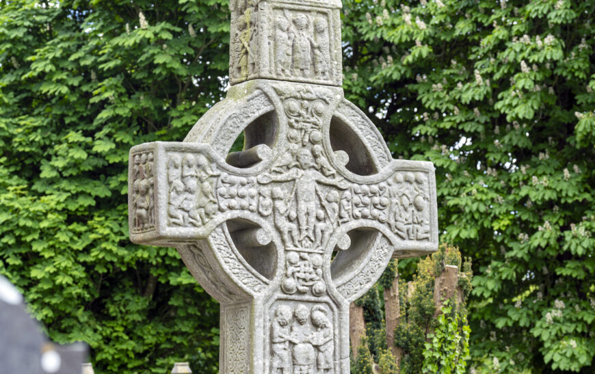 Muiredach Master, Muiredach Cross, c. 923 C.E., sandstone, 18 feet high, Monasterboice (Mainistir Bhuithe), County Louth, Ireland