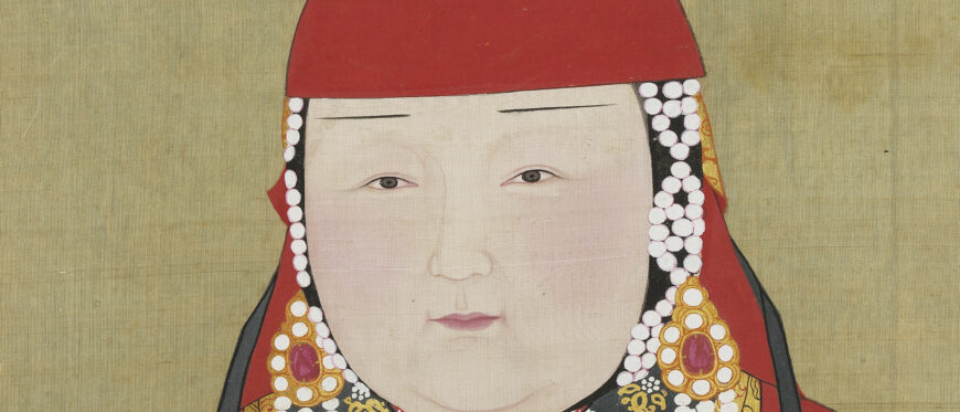 Anige, Portrait of Chabi, 1294, album leaf, ink and colors on silk, 61.5 cm x 48 cm (National Palace Museum, Taipei)