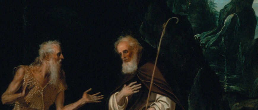 Baltasar de Echave Ibía, The Hermits, Saint Paul and Saint Anthony, c. 1620, oil on copper, 51.5 x 37.5 cm (Museo Nacional de Arte [MUNAL], Mexico City)