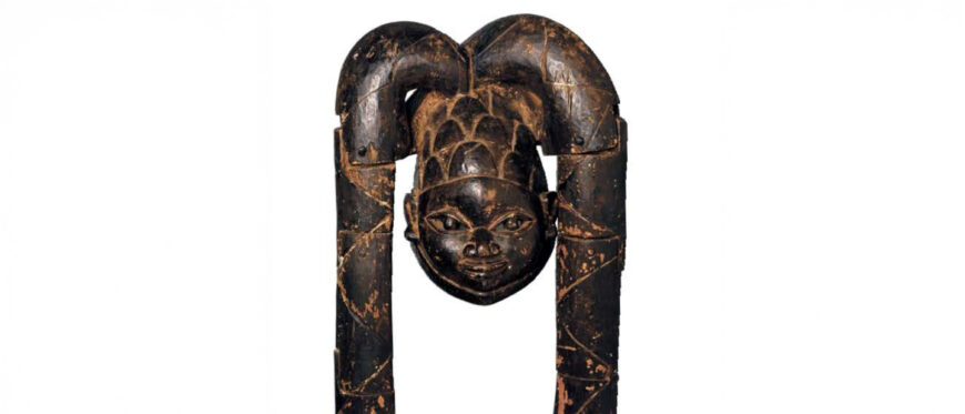 Fagbite Asamu of Idahin and Falola Edun, Helmet Mask (Gelede), c. 1930–71, wood, metal nails, pigment, Republic of Benin, Ketu region; Yoruba, H. 104.1 cm (The Metropolitan Museum of Art)