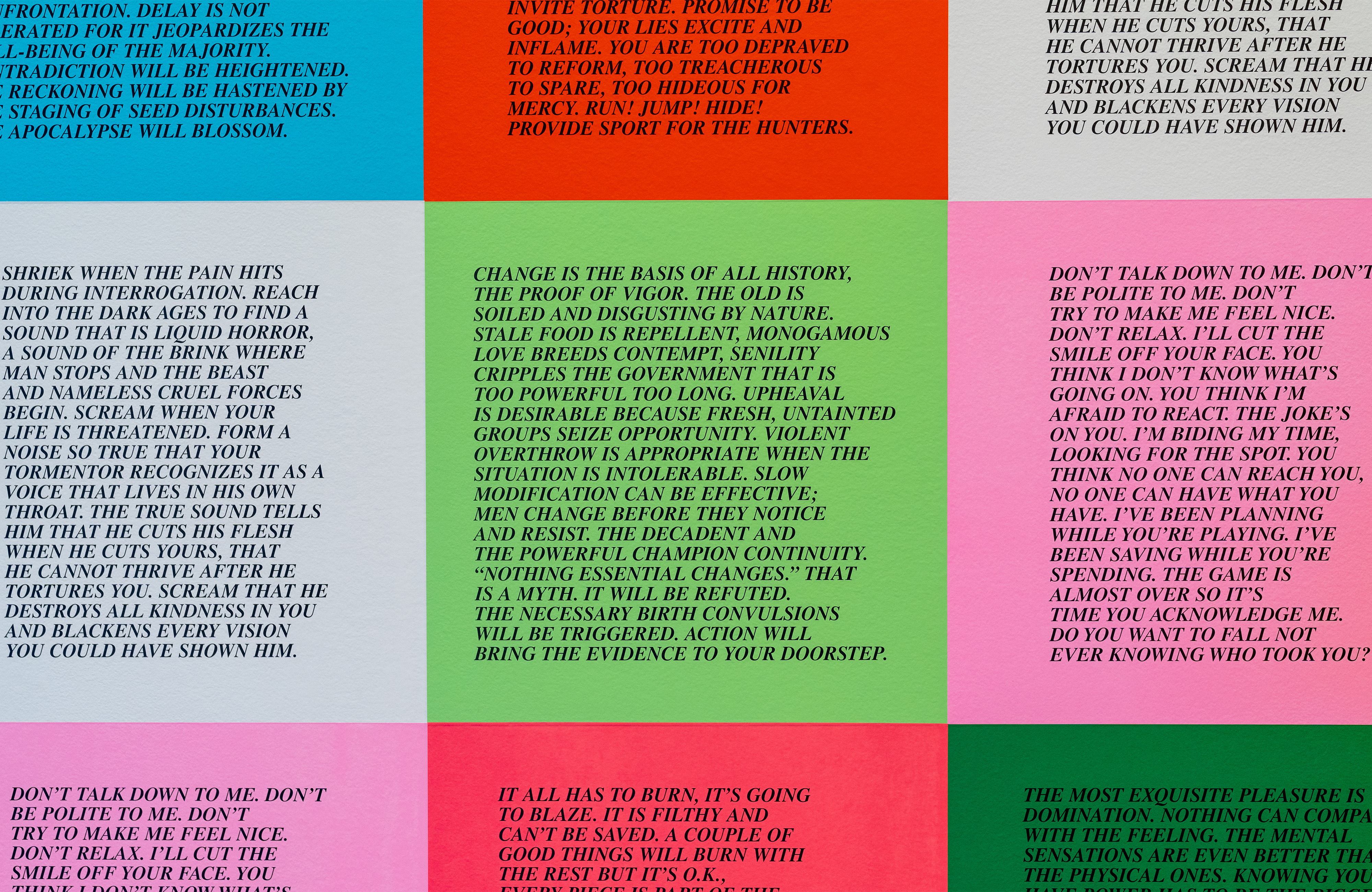 Jenny Holzer, <em>Inflammatory Essays</em> and <em>All Fall</em>